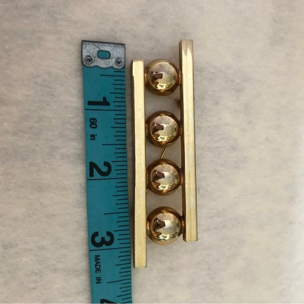 Modernist Bar Brooch polished spheres Parallel Bars Geometric